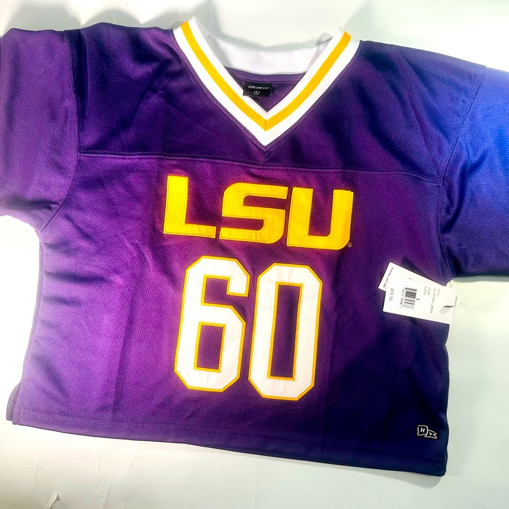 NWT Hype and Vice LSU Collegiate Crop Jersey Womens Size Large
